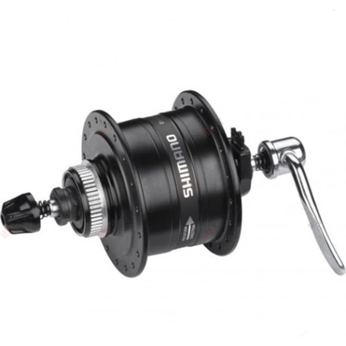 Втулка динамо SHIMANO 3D37, 32 отверстия, 6V-3W, QR, под дисковый тормоз C.Lock, OLD:100 мм, черный EDH3D37BLG5
